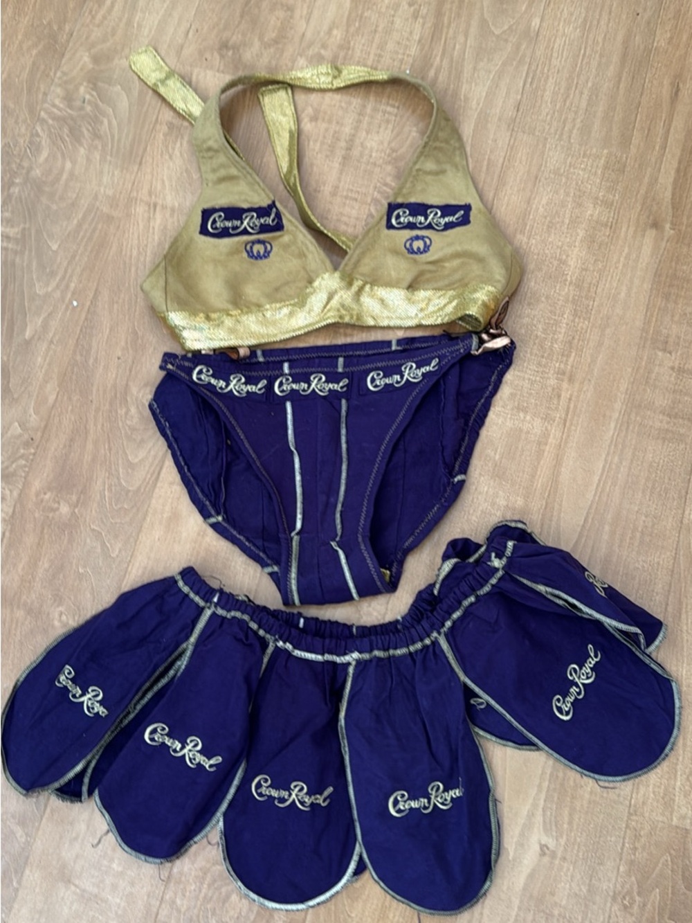 Crown Royal Two-Piece Swim Bikini Set in Gold and Purple